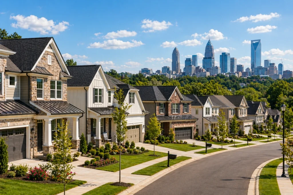 New construction homes around Charlotte with a mix of suburban neighborhoods and city access
