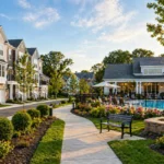 Charlotte-area neighborhood comparing modern townhomes and detached single-family homes