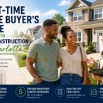 first-time buyers touring a new construction home in the Charlotte area with an agent